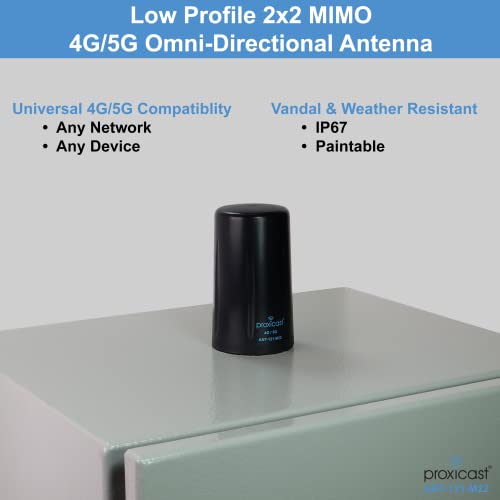 Image of Proxicast Vandal Resistant 2x2 MIMO Low Profile 4G /5G Omni-Directional Screw Mount Antenna - 10 ft Coax Leads - for Cisco, Cradlepoint, Digi, Pepwave, Sierra Wireless and Others (ANT-121-M22)
