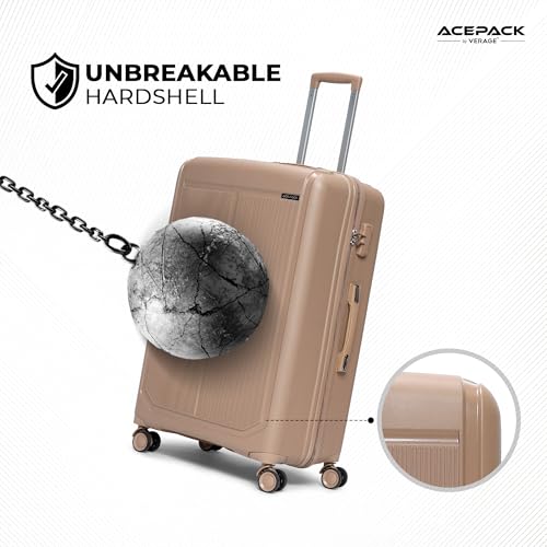 Image of ACEPACK by Verage Megatron Hard Side Polypropylene Luggage Set of 2 (Cabin 41L + Medium 74L) | Lightweight Unbreakable Suitcase Set with 360 Silent Spinner Wheels, Number Lock & Telescopic Handle