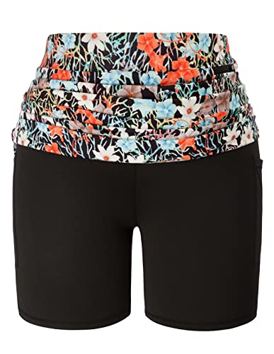 Hanna Nikole Women Athletic Running Workout Skirts Built-In Shorts With Pockets Red Floral 20W #TOP1