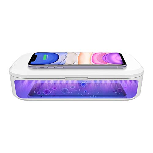 Kdely Ultravioleta Esterilizador UV de Teléfono Celular Esterilización Caja de Desinfección UVC Cargador Inalámbrico Rápido 10W para Samsung Galaxy S20+/S10/S9/Note10;7.5W para iPhone 11 Pro/XS MAX/X