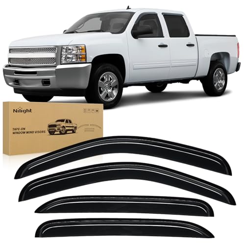 Image of Nilight Rain Guards for Chevy Silverado 1500 Crew Cab 2007-2013, 4PCS