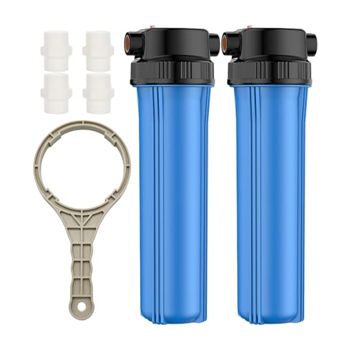 Système filtration d'eau toute la maison grand débit boîtier bleu 10x4.5 pouces complet