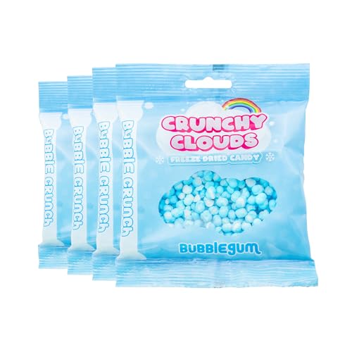 Crunchy Cloud - Bubble Crunch Bubblegum - Freeze-Dried Crunchy Candy - Light Airy Crisp Texture, Sweet Bubblegum Flavour - Fun Party Treat, On-The-Go Snack - Pack of 4