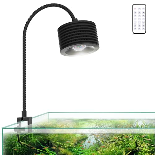 Lominie Aquarium Light 25w Fish Tank LED Light Dual Spectrum for Freshwater Saltwater Tank with Gooseneck