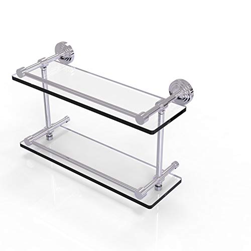 Allied Brass WP-2/16-GAL-PC Wp 2 Gal Waverly Place Inch Double Gallery Rail Glass Shelf, 16 Inch, Polished Chrome