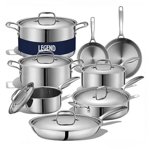 Legend Cookware 5-Ply Stainless Steel Cookware Set, 12-Piece