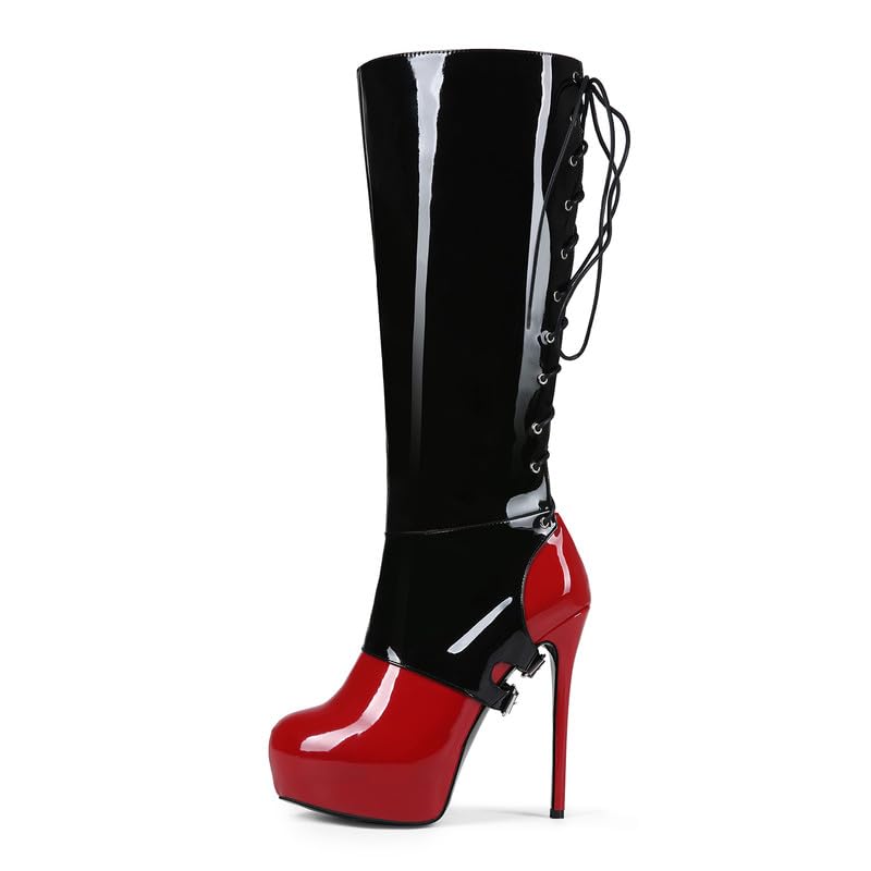 Botas altas hasta la rodilla para mujer Botas de charol