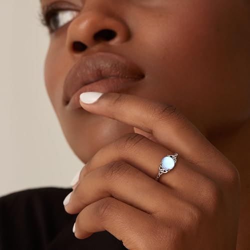 Bague pierre de lune argent 925 ajustable style celte - 4