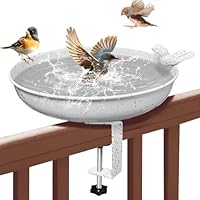 Vogeltränke Hängend Frostsicher für Balkongeländer, Vogelbad für Balkon und Garten, Wildvogeltränke Winterfest Außen, Vogelbad für Wildvögel, Vogelfutterspender Wildvogel Badewanne Wasserschale Metall