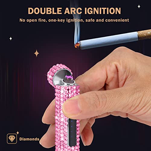 Encendedor USB recargable rosa mini con doble arco miniatura 2