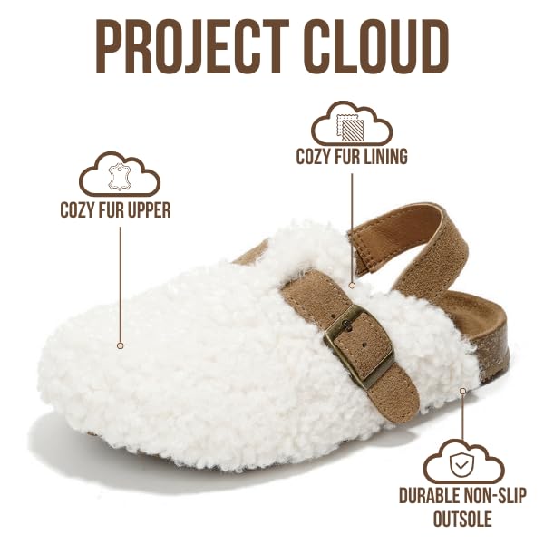 Image of Project Cloud Kids Clogs 100% Genuine Leather with Natural Cork Footbed & Memory Foam Insole Arch Support - Non-Slip Clogs for Kids - Slippers Sandals for Boys & Girls Footwear