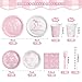 300 Pcs Pink Bow Plates, Cups, Napkins and Tableware Sets for Coquette Birthday Decorations, Party Supplies Include Straws, Pink Birthday Decorations Which Can Serve 50