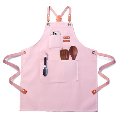 FortuWrap Tablier de Cuisine Professionnel en Toile, Imperméable et Réglable, avec Poches – Tablier de Travail pour Homme et Femme, Chef, Serveur,...