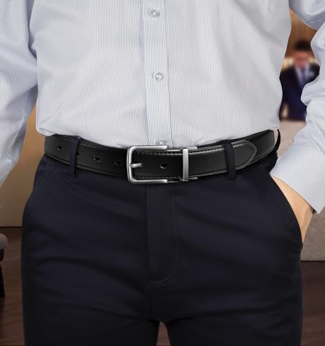 Men's Belt,One Reversible Belt For Gift Mens 1.25" Cut For Fit,One Rotating For 2 Sides(Not Two)3