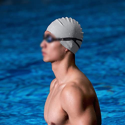 Gorro de natación 3D elástico profesional de gel de sílice, impermeable, protección auditiva, para adultos, hombres y mujeres, pelo largo, cubierta para piscina