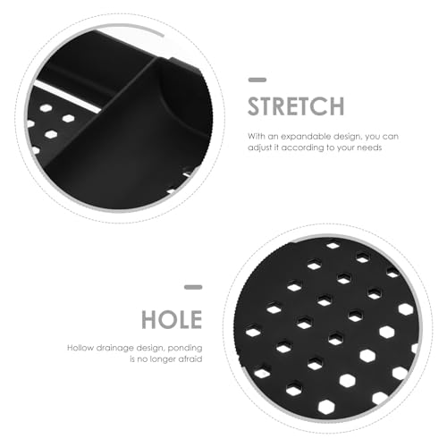 Étagère de bain télescopique noire plateau extensible sans rouille