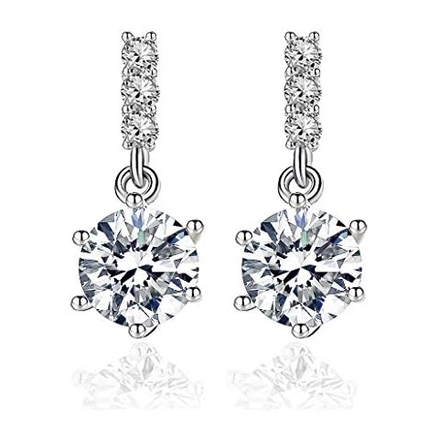 YAXUN 925 Sterling Silver Women's Earrings With 5A Cubic Zirconia and Austrian Crystal Diamond Pendant Dangle Drop Stud Earrings Fashion Jewellery Gifts For Ladies Girls Cover