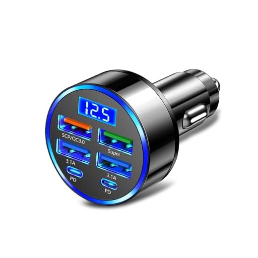 6 Ports Fast Car Charger with Voltage Monitor,Car Cigarette Lighter USB Charger (PD+QC3.0) Compatible with iphone13/14/15 & Most Android Models,Car Must Haves USB C Car Charger (1PCS)