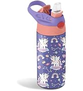 CGMIBAS 12oz Girl Water Bottle with Straw Lid &amp; Handle - Unicorn Leak Proof Water Bottles Kids, D...