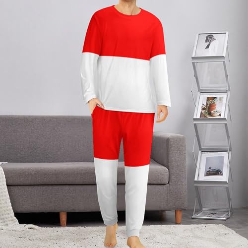 Zakqeik Yemen Flag Mens Pajamas Set Long Sleeve Top,Pajamas for Men Stylish Mens Sleepwear Pjs Set with Pockets4