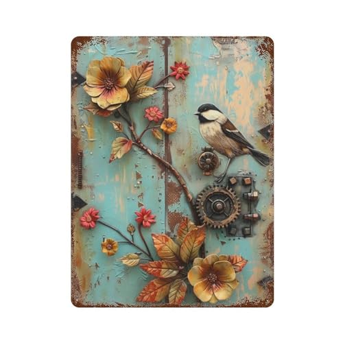 Décoration murale steampunk oiseau en fer forgé style industriel vintage 40x30cm