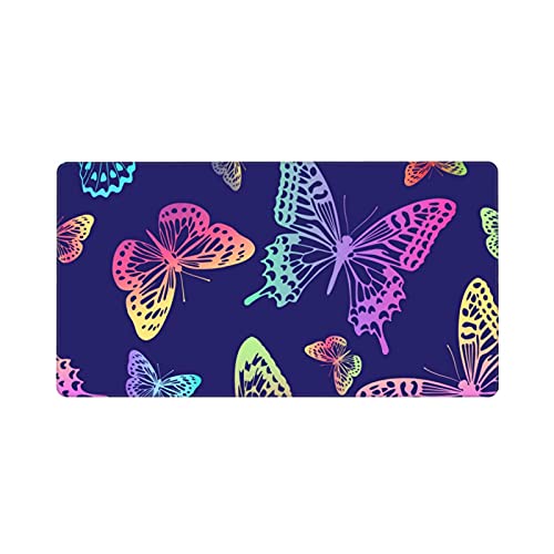 DADABULIU マウスパッド 大型 ゲーミング 蝶 カラフル 紺色 マウスマット デスクマット 特大 おおきい キーボードパッド ゴム底 エレコム 光学式 マウス対応 滑り止め 耐久性 良い おしゃれ かわいい 防水 サイバーカフェ オフィス最適 適度