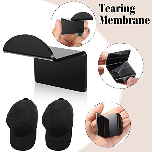12 Pieces Adhesive Hat Rack For Wall, Acrylic Baseball Hat Holder Organizer No Drilling Hat Holder Stick On Hat Hook Hat Display Shelf For Home, Office, Black #TOP2