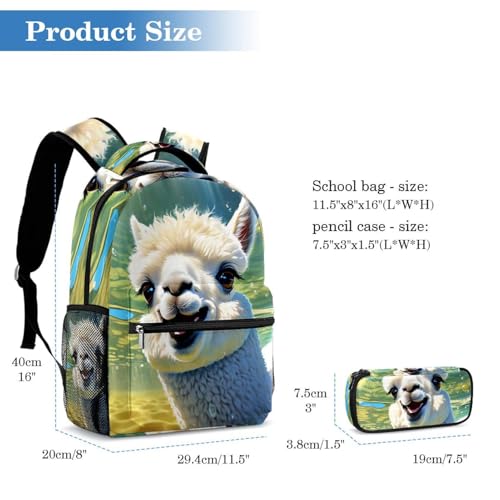 Sac à dos et trousse alpaga pour adolescent multicolore 40cm - 2