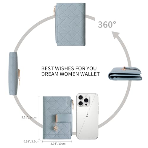 Image of SENDEFN Wallets for Women Leather RFID Blocking Credit Card Case Holder Purse Zipper Pocket with ID Window
