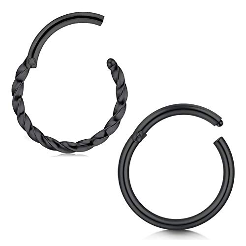 Briana Williams2 Piezas Septum Acero Quirurgico Piercing Nariz Aros 8mm Pendientes Anillos Labio Helix Piercing 1.2mm