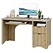 Bestier Computer Desk with Drawer, 55 inch Office Desk with Power Outlet, Modern Home Office Desk with Keyboard Tray (Natual Oak, 55