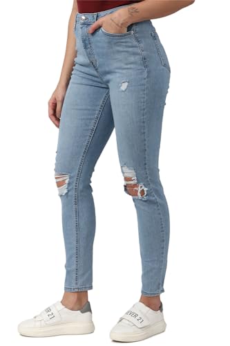 Image of FOREVER 21 Womens Solid Straight Fit Straight Fit Jeans