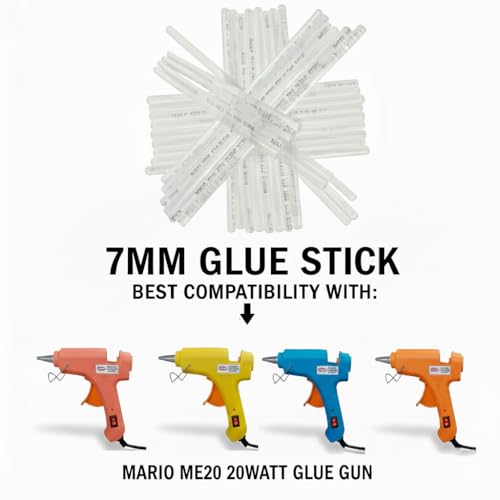 Image of Mario Mini Transparent 7mm Hot Melt Glue Sticks for 20W Glue Gun (50 Pcs) | Strong Adhesive for DIY, Art & Craft, Repairs | Mini Glue Gun Sticks