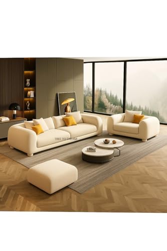 Image of Polyester Velvet Contemperory Sofa Set with Cushion Chaise Lounge, Sectional Sofa Perfect for Your Living Room,Guests Room & Office. (Boucle Uphostered, Black 3 Seater)