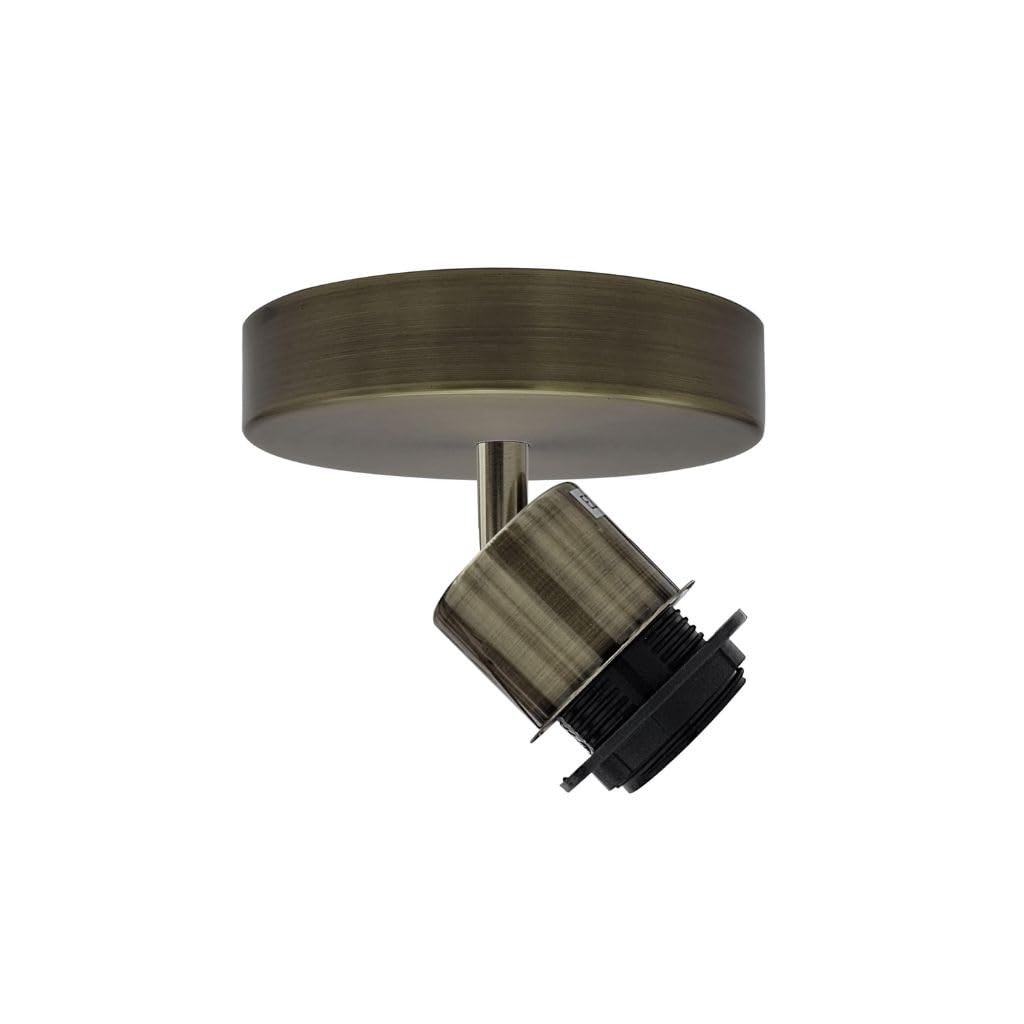 LEDSone Modern Ceiling Spotlight Fixture, 180 Degree Adjustable Single E27 Bulb Holder, Industrial Vintage Ceiling Light for Living Room, Bedroom, Kitchen, or Hallway (Green Brass, Without Bulb)