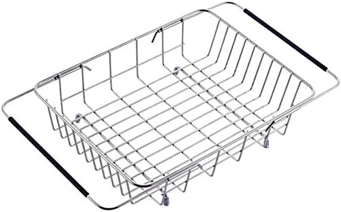 Dish Rack Over Sink, Adjustable Arms Holder Utensil Drainer Functional Drying Organizer for Vegetable and Fruit, Kitchen organizer Strainer Dish Drainer- rustproof stainless steel