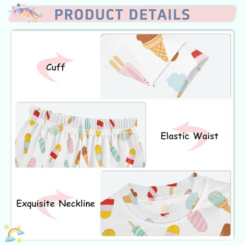 ALAZA Ice Cream Summer 2 Piece Pajama Set Long Sleeve Top and Pants Sleepwear Unisex4