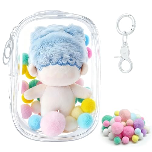 痛バッグ ぬいポーチ 透明 ぬいぐるみポーチぬい 10cm/15cm/20cmサイズ対応 外出 人形の保管場所 PVCケース 防水・防塵 推し活 ジッパー式 ポンポンボール&キーホルダー付 (15cm適用)（Amazon）
