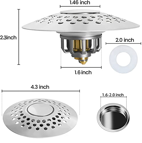 Haftaby Universal Bathtub Stopper With Drain Hair Catcher/Upgraded Bathroom Shower Drain Hair Trap/Pop-Up Drain Filter For 1.6-2.0 Inch #TOP1