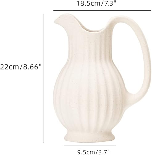 Miniatura 6 de Jarrón blanco de cerámica, jarrón con mango rústico, florero creativo moderno para decoración del hogar, para centros de mesa, cocina, sala de
