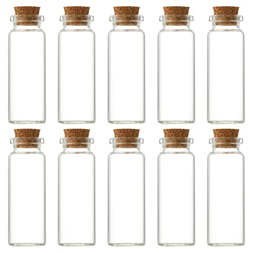 10 Mini Glass Bottles With Cork Lids - 10ML Empty Spell Jars, Tiny Wishing Bottles For Crafts, Decoration & Wedding Party