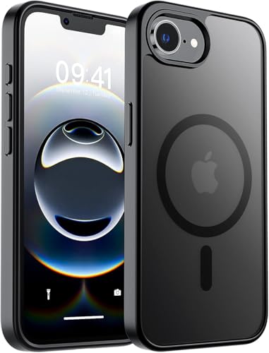 Image of Elzzi Magnetic for iPhone 16e /17e Case 2025 (Compatible with MagSafe)(Military Grade Drop Protection) Slim Translucent Matte Shockproof with Anti-Fingerprint Phone Case,Black