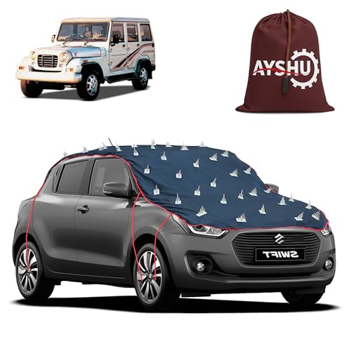 Image of AYSHU Water-Resistant Spike Car Cover for Mahindra Marshal - Protects from Dogs, Monkeys, Dust, Sunlight & UV - Full Roof Universal Fit