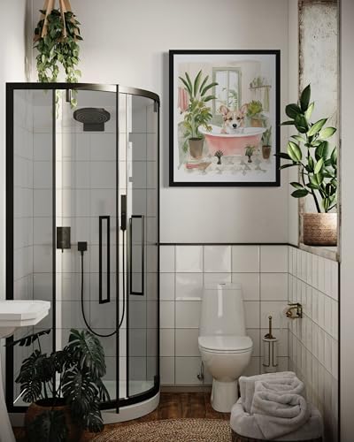 Image of Corgi in Bathtub Black Framed Wall Art Poster Print, Animal Bathtub Restroom Wall Art Painting for Bathroom Decor Gallery Gallery 30 (Corgi in Bathtub, 10 inch L x 8 inch W, Black Frame)