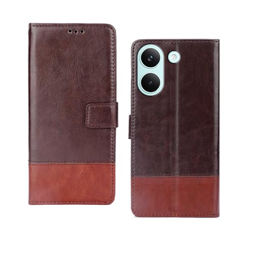Image of amazon basics Poco X8 Pro 5G Flip Cover | Card Pockets Wallet & Stand | Flip Cover for Poco X8 Pro 5G (Coffee and Tan)