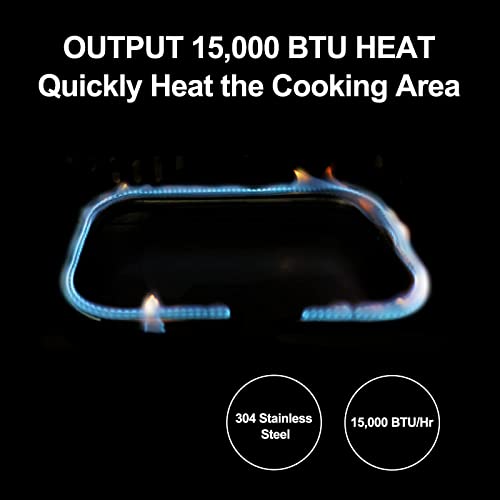 Qulimetal 4 Feet Propane Adapter Hose And Portable Table Top Griddle, 17 Inch Propane Gas Flat Top Grill With Hood, 15,000 Btus 268 Sq. In. Camping Grill With Carry Bag #TOP2