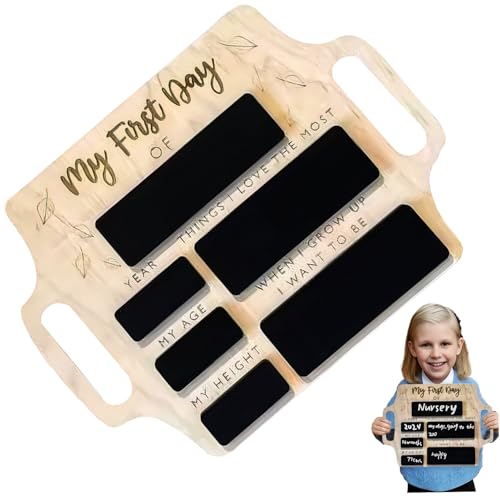 Letrero del primer día de clases Pizarra de madera para el primer día de clases 11.4x8.5 letrero personalizado con asa Pizarra para foto para jardín de infantes o primaria.