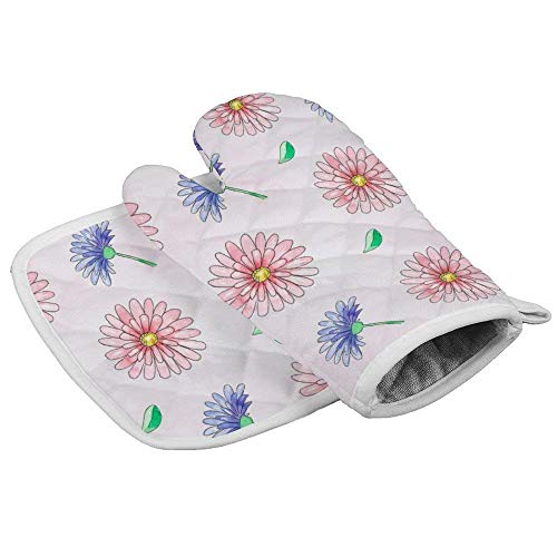 uytrgh - Juego de manoplas para horno, diseño de amapolas, resistentes al calor, antideslizantes para cocina, hornear, barbacoa, asar a la parrilla