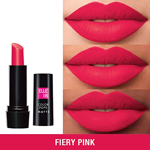 Image of Elle18 Color Pops Matte Lipstick P212 Fiery Pink, 4.3 g