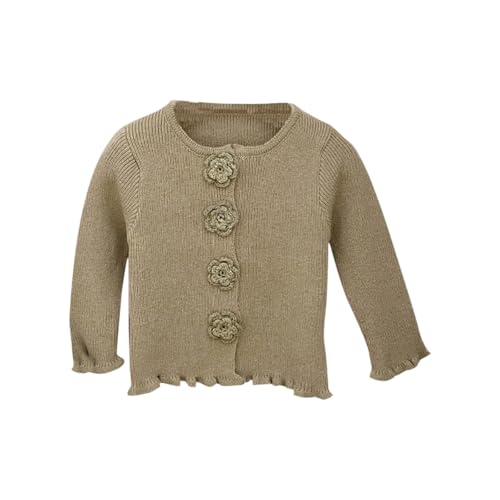 Baby Girls Knit Cardigan 3D Flower Button Sweater for Dress Long Sleeve Warm Cardigan Uniform Sweaters